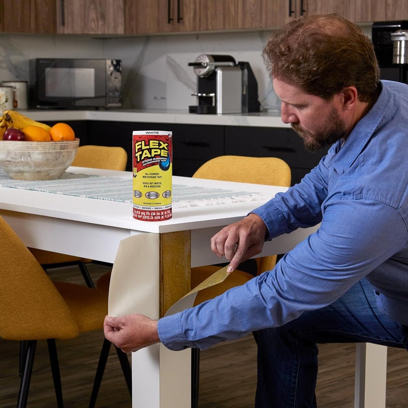 Flex Seal Flex Tape, Original Thick Flexible Rubberized Waterproof Tape - Seal and Patch Leaks, Works Underwater, Indoor Outdoor - Home RV Roof Plumbing and Pool Repairs, White, 4 in x 5 ft, Pack of 2 - Image 4